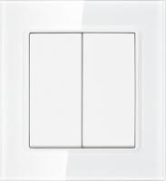 Выключатель двухклавишный закаленное стекло (белый) 