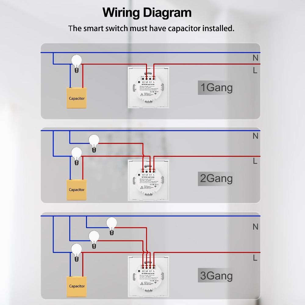 Умный сенсорный выключатель с WiFi Minitiger FS-WCS-W02 (Tuya / Smart Life),  1 100 руб.